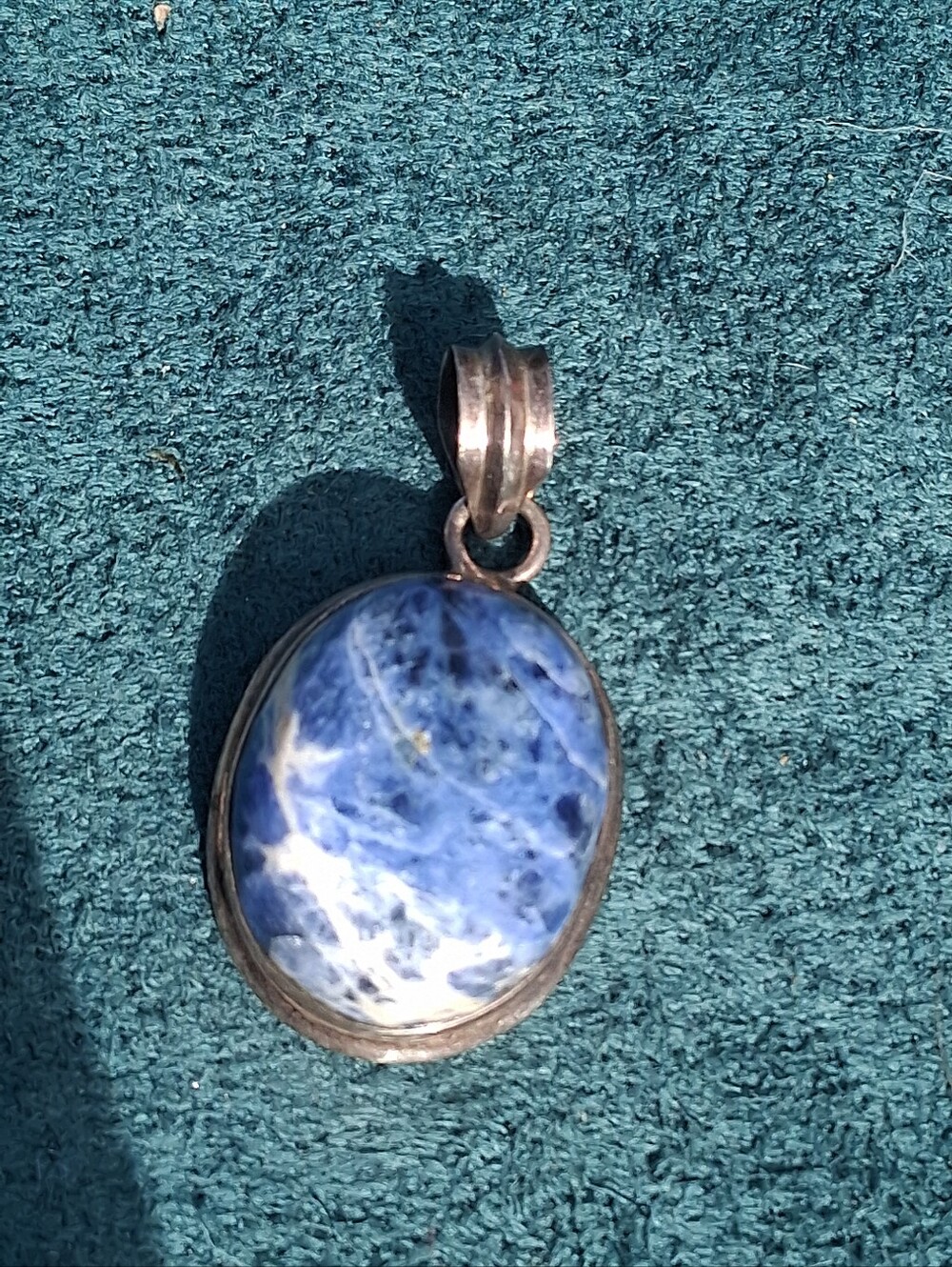 Vintage 925 Sterling Silver Marked 925 Sodalite Pendant, 12.1grams, 1.5"